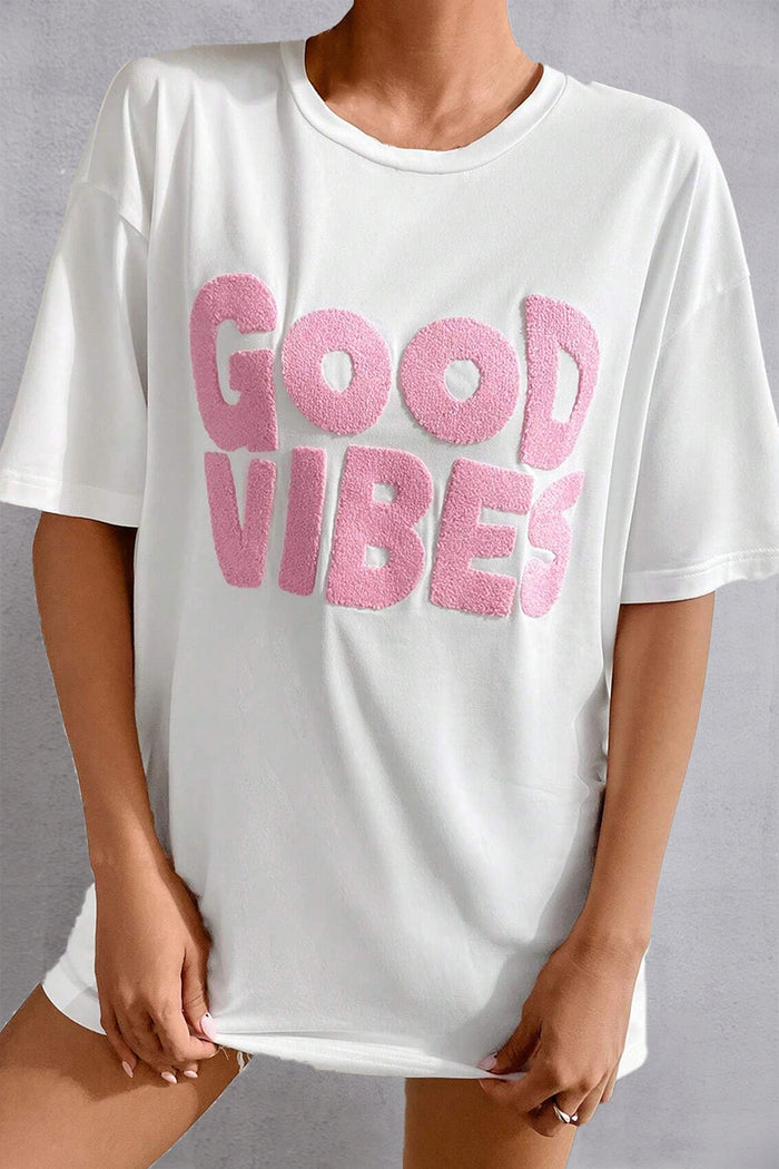 Hazel Blues® |  GOOD VIBES Round Neck Half Sleeve T-Shirt