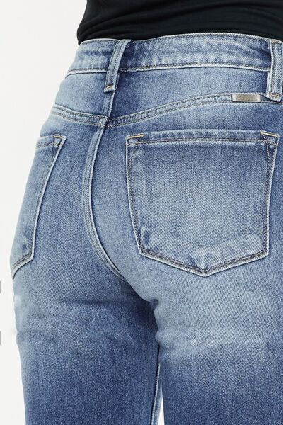 Hazel Blues® |  Kancan High Waist Distressed Hem Detail Cropped Straight Jeans