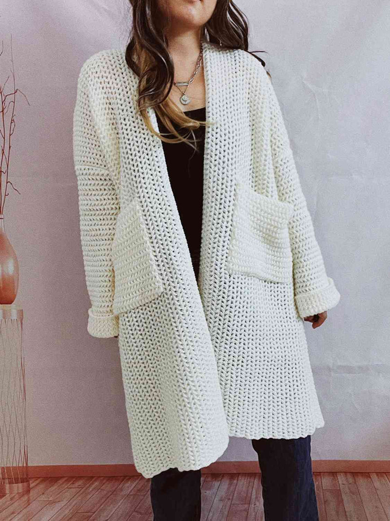 Hazel Blues® |  Open Front Long Sleeve Cardigan with Pockets