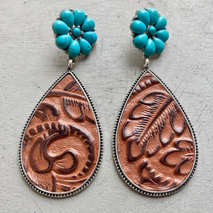 Hazel Blues® |  Turquoise Flower Teardrop Earrings