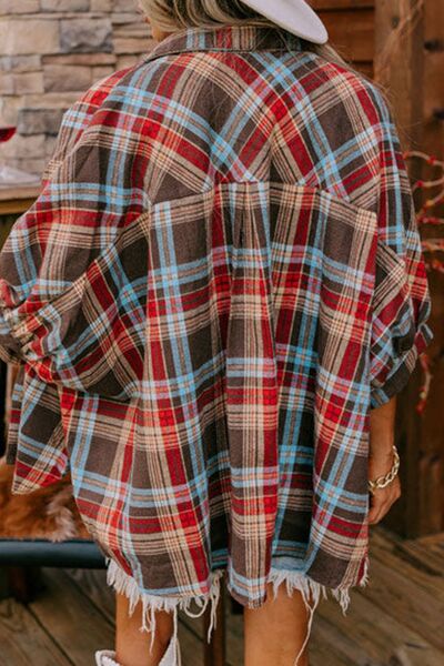 Hazel Blues® |  Plaid Pocketed Button Up Shirt