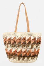 Hazel Blues® |  Fame Straw Braided Striped Tote Bag