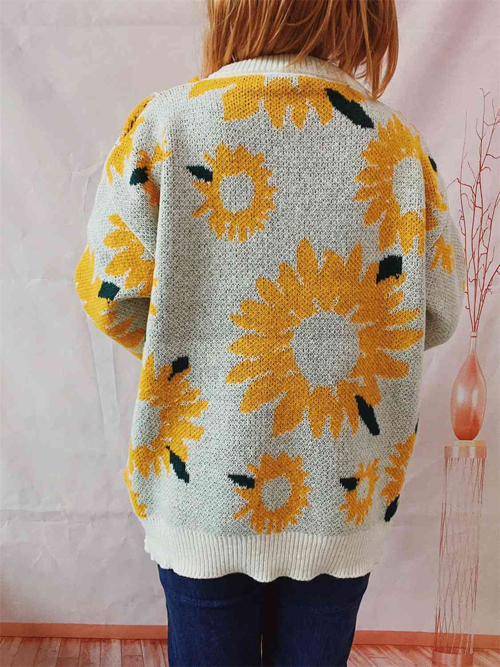 Hazel Blues® |  Sunflower Dropped Shoulder Long Sleeve Sweater