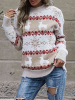Hazel Blues® |  Reindeer & Snowflake Round Neck Sweater