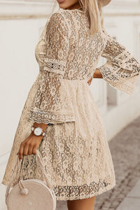 Hazel Blues® |  Lace V-Neck Three-Quarter Sleeve Dress