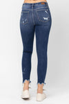 Hazel Blues® |  Judy Blue Mid-Rise Raw Hem Destroyed Skinny Jeans