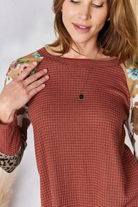 Hazel Blues® |  Hailey & Co Leopard Waffle-Knit Blouse