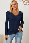 Hazel Blues® |  Basic Bae Ribbed V-Neck Long Sleeve T-Shirt