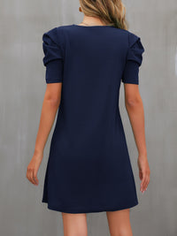 Hazel Blues® |  Round Neck Puff Sleeve Mini Dress