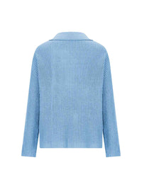 Hazel Blues® |  Collared Neck Half Button Knit Top