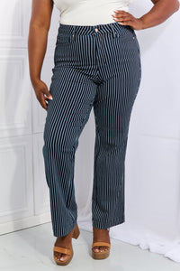 Hazel Blues® |  Judy Blue Cassidy High Waisted Tummy Control Striped Straight Jeans