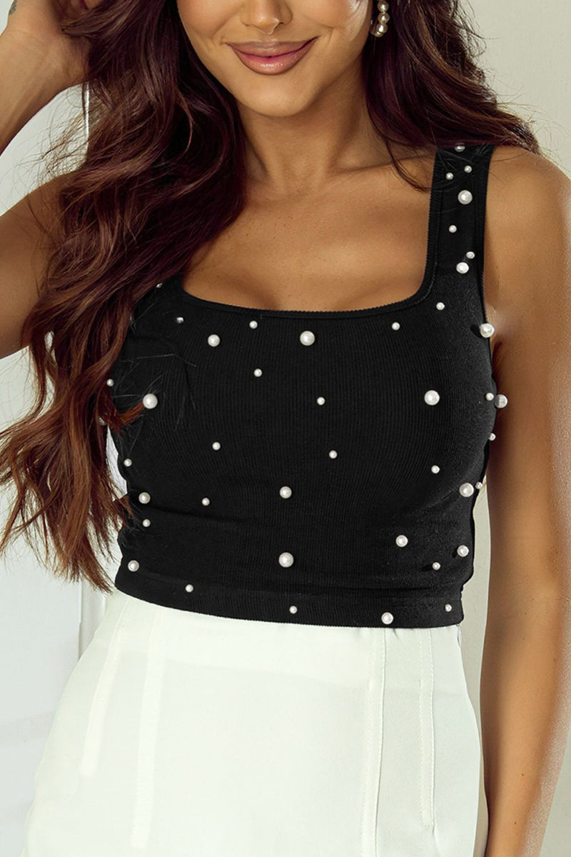 Hazel Blues® |  Pearl Detail Square Neck Tank