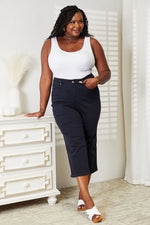 Hazel Blues® |  Judy Blue High Waist Tummy Control Garment Dyed Wide Cropped Jeans