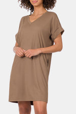 Hazel Blues® |  Zenana Rolled Short Sleeve V-Neck Dress