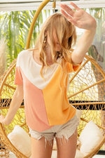 Hazel Blues® |  BiBi Round Neck Color Block Short Sleeve T-Shirt