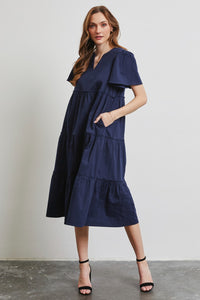 Hazel Blues® |  HEYSON Cotton Poplin Ruffled Tiered Midi Dress