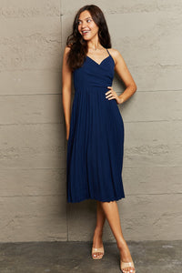 Hazel Blues® |  Tie Back Spaghetti Strap Pleated Dress