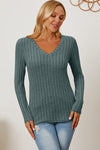 Hazel Blues® |  Basic Bae Ribbed V-Neck Long Sleeve T-Shirt