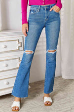 Hazel Blues® |  Kancan Distressed Raw Hem Bootcut Jeans