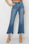 Hazel Blues® |  RISEN High Waist Raw Hem Flare Jeans