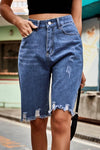 Hazel Blues® | Raw Hem High Waist Denim Shorts with Pockets - Hazel Blues®