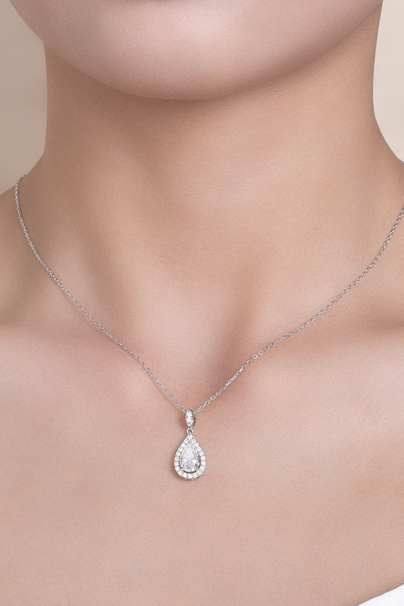 Hazel Blues® |  1.5 Carat Moissanite 925 Sterling Silver Teardrop Necklace