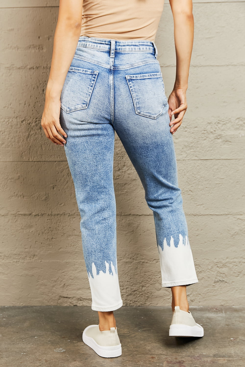 Hazel Blues® |  BAYEAS High Waisted Distressed Painted Cropped Skinny Jeans