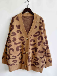 Hazel Blues® |  Leopard Button Front Cardigan with Pockets