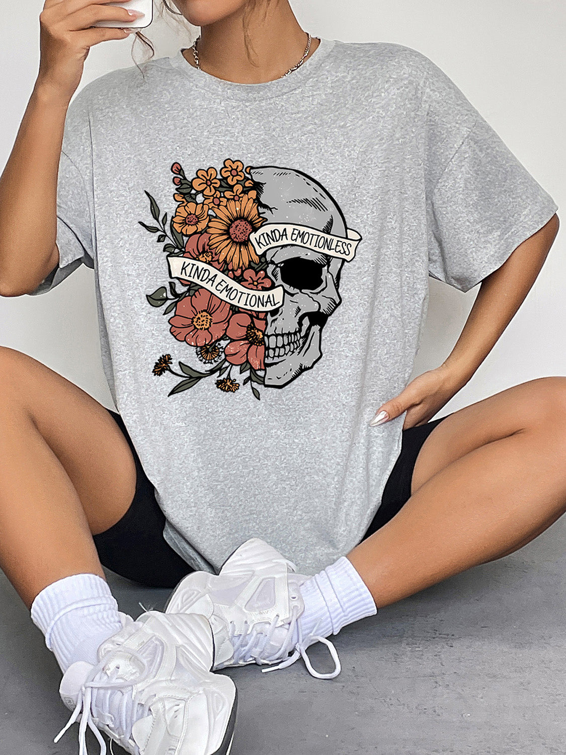 Hazel Blues® | Skull & Floral Graphic T-Shirt