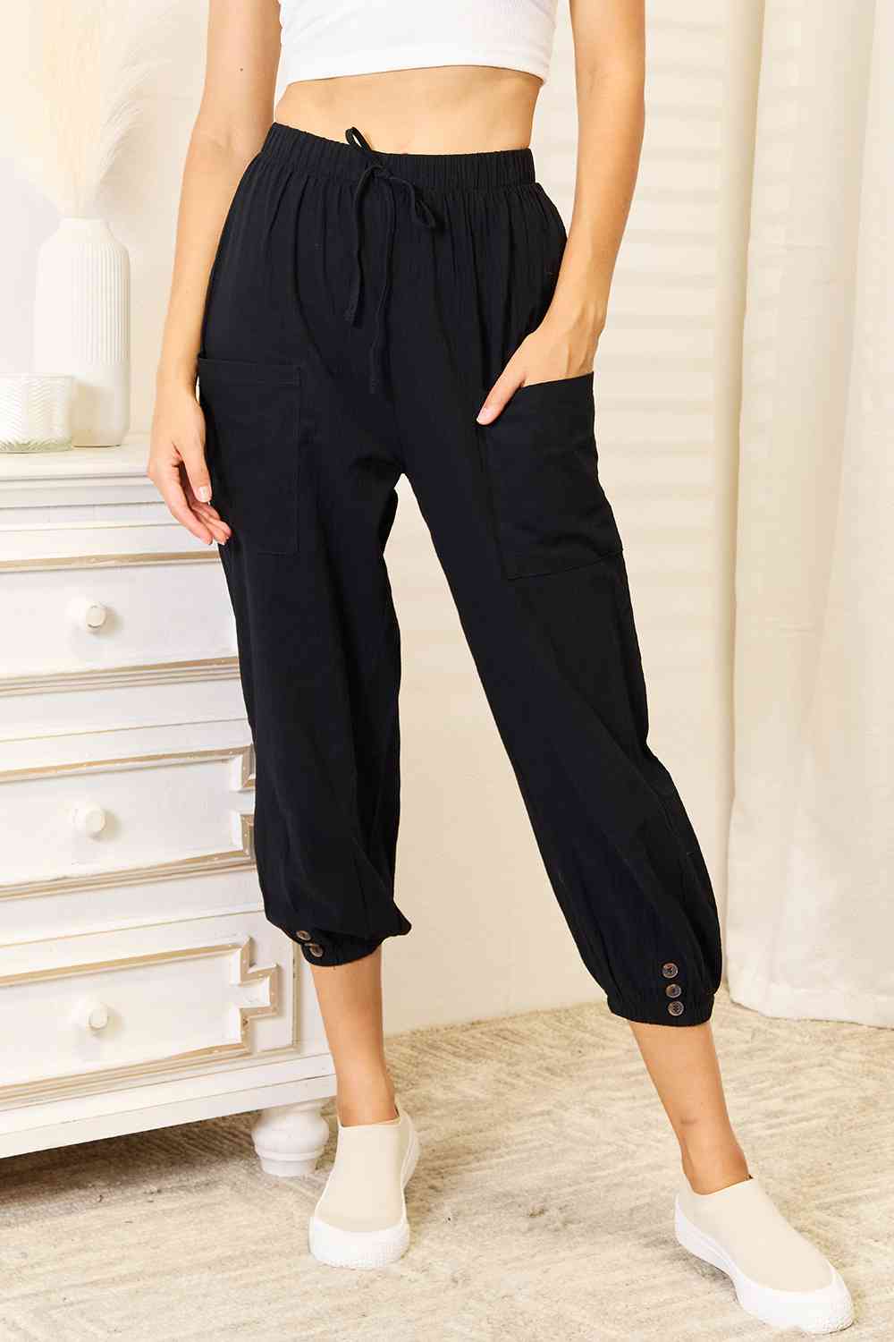 Hazel Blues® |  Double Take Decorative Button Cropped Pants