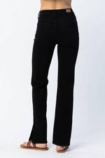 Hazel Blues® |  Judy Blue High Waist 90'S Black Slit Hem Straight Leg Jeans