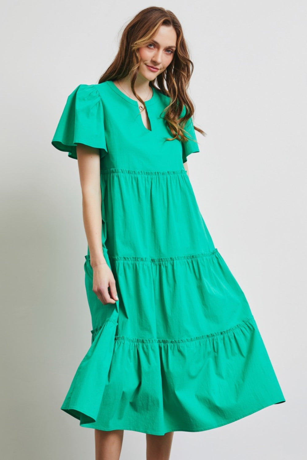 Hazel Blues® |  HEYSON Cotton Poplin Ruffled Tiered Midi Dress