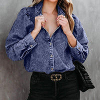 Hazel Blues® |  Collared Neck Buttoned Denim Shirt