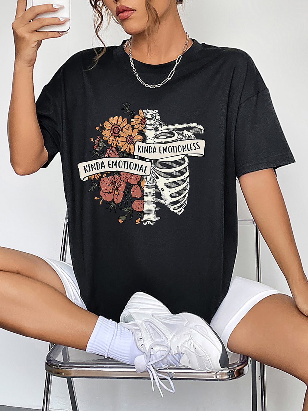 Hazel Blues® |  Floral & Skull Graphic T-Shirt