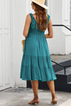 Hazel Blues® |  Smocked Waist Sleeveless Tiered Dress with Pockets