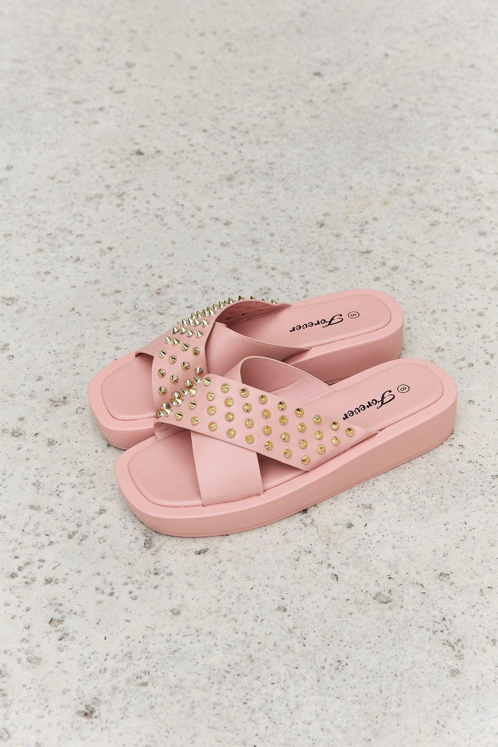 Hazel Blues® |  Studded Cross Strap Sandals in Blush