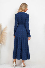 Hazel Blues® |  Swiss Dot Tied Surplice Flounce Sleeve Dress