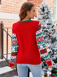 Hazel Blues® |  Christmas Tree Graphic Round Neck Sweater