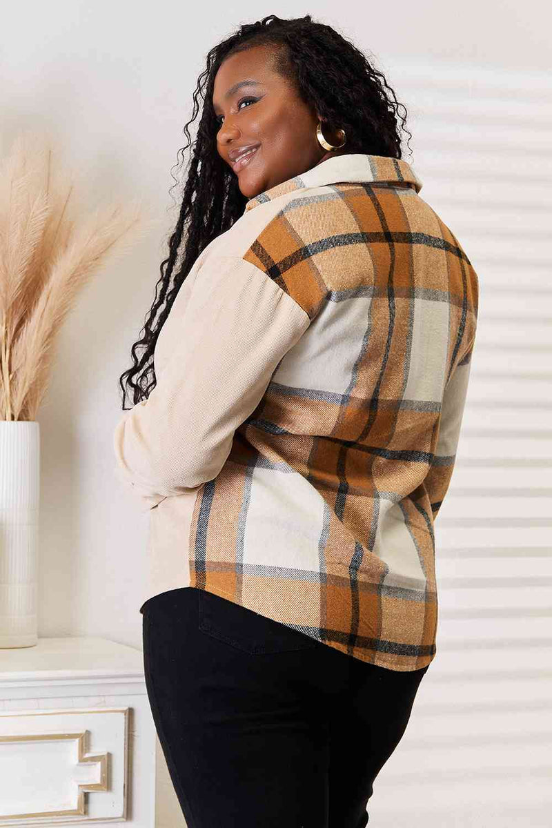 Hazel Blues® |  Double Take Plaid Print Dropped Shoulder Shirt