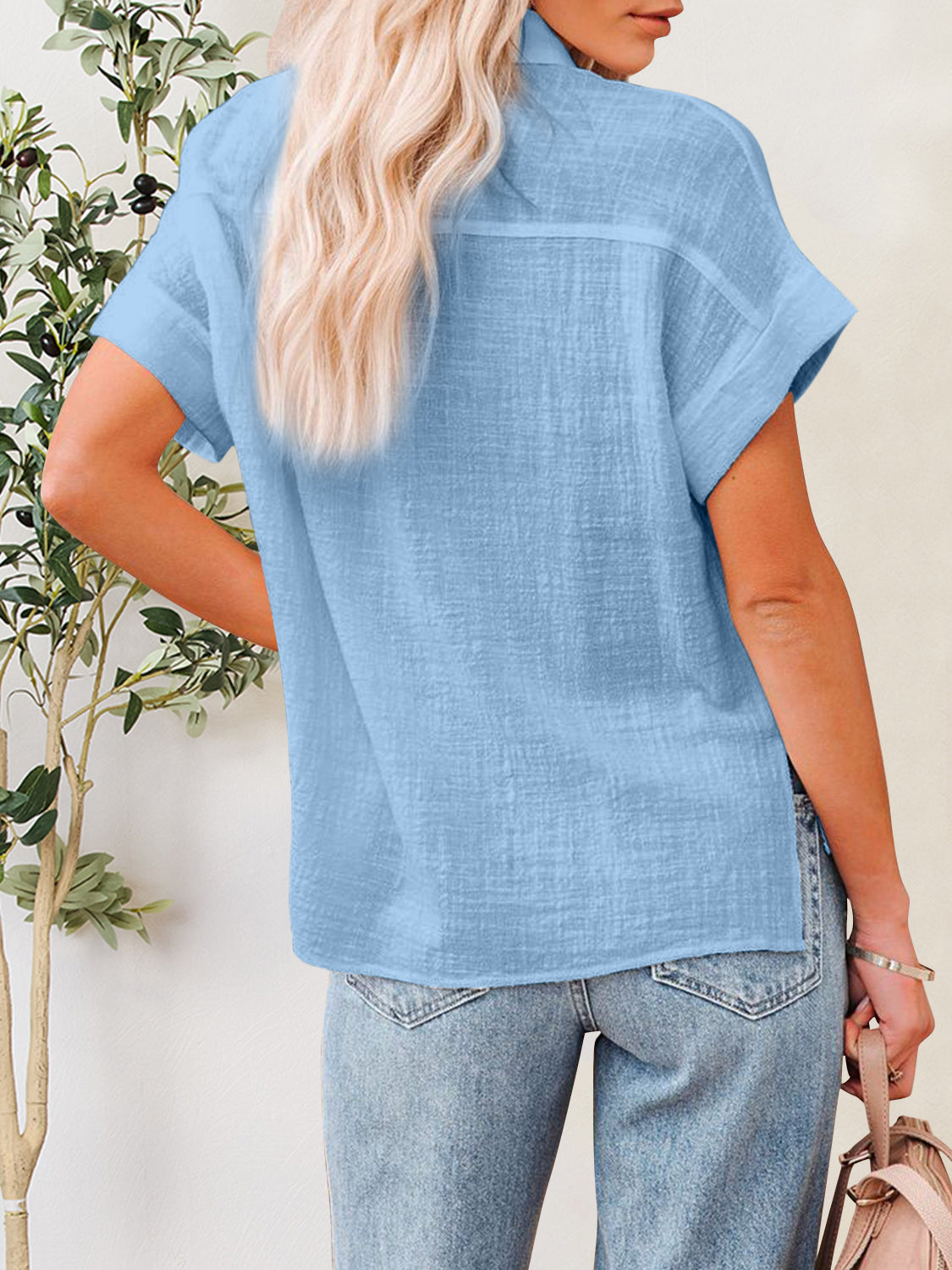 Hazel Blues® |  Button Up Short Sleeve Shirt