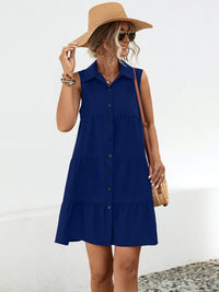 Hazel Blues® |  Button Up Sleeveless Mini Dress