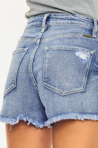 Hazel Blues® |  Kancan Distressed Raw Hem Denim Shorts