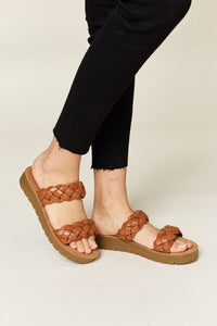 Hazel Blues® |  WILD DIVA Woven Dual Band Platform Sandals