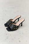 Hazel Blues® |  Square Toe Quilted Mule Heels in Black