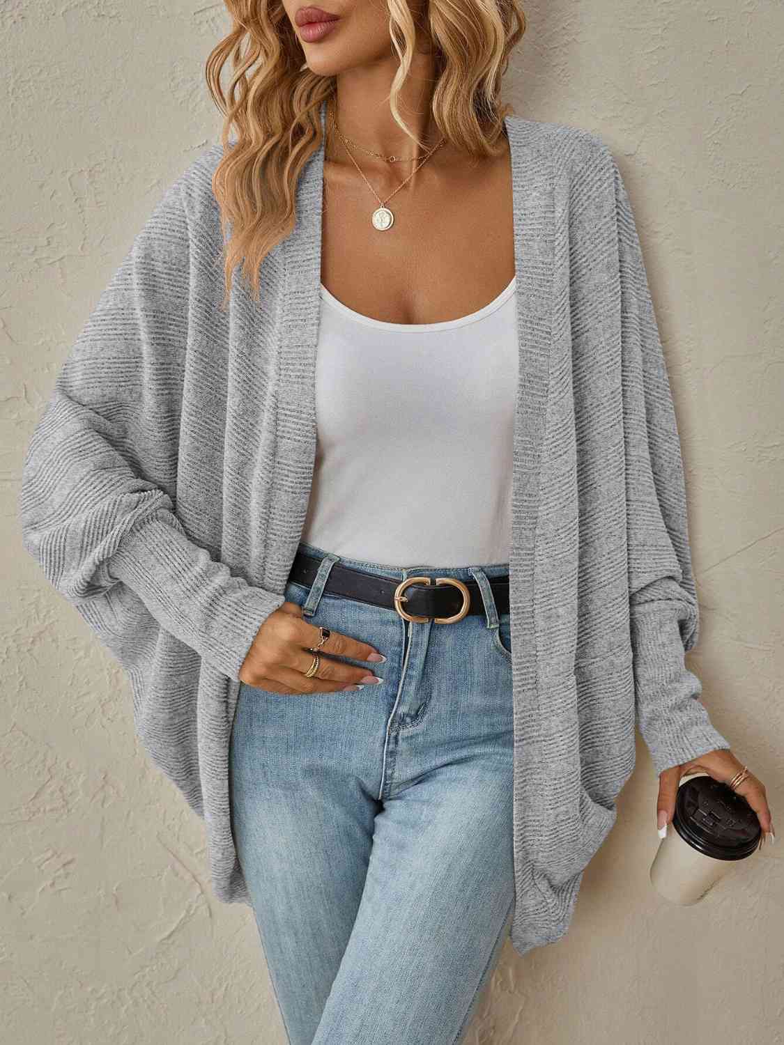 Hazel Blues® |  Open Front  Dropped Shoulder Cardigan