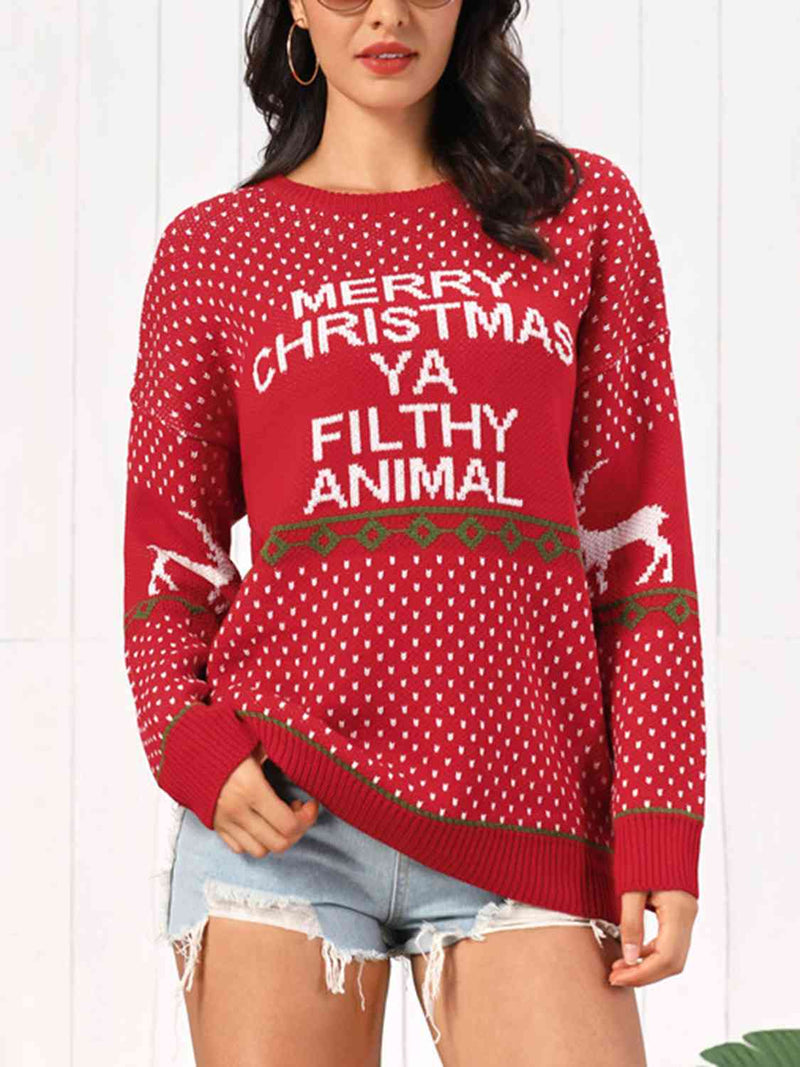 Hazel Blues® |  Christmas Element Round Neck Sweater