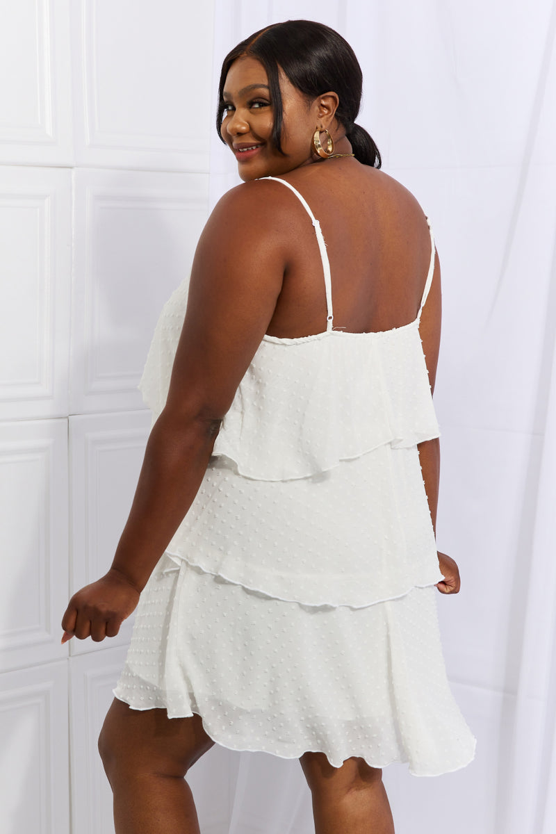 Hazel Blues® |  Culture Code By The River Cascade Ruffle Style Cami Dress in Soft White