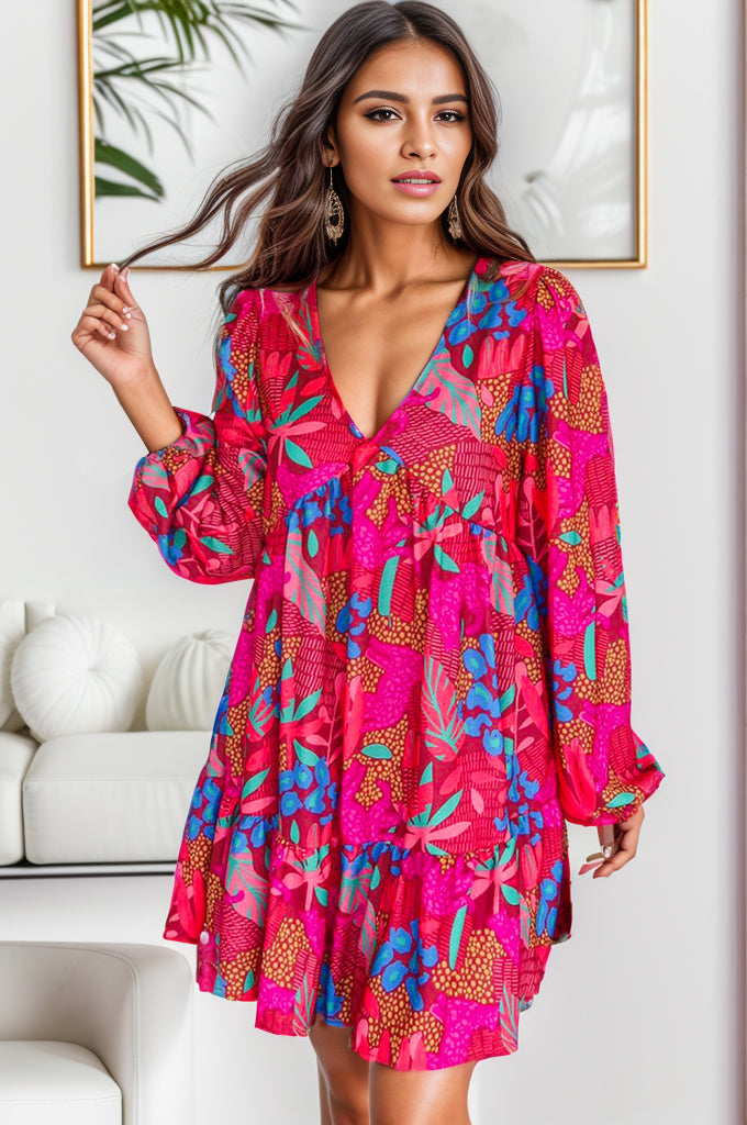 Hazel Blues® |  Printed Balloon Sleeve Mini Dress