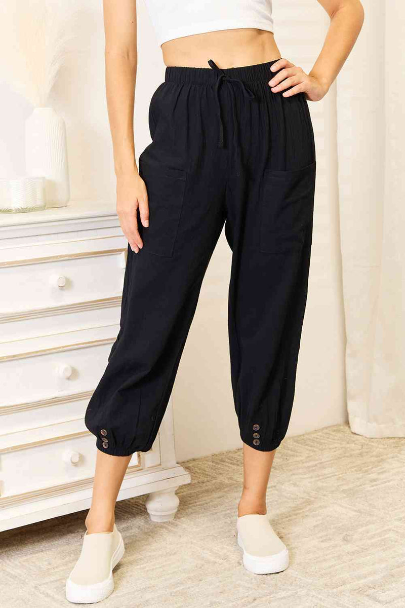 Hazel Blues® |  Double Take Decorative Button Cropped Pants