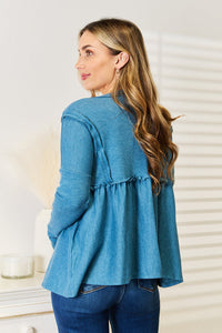 Hazel Blues® |  Jade By Jane Frill Trim Babydoll Blouse